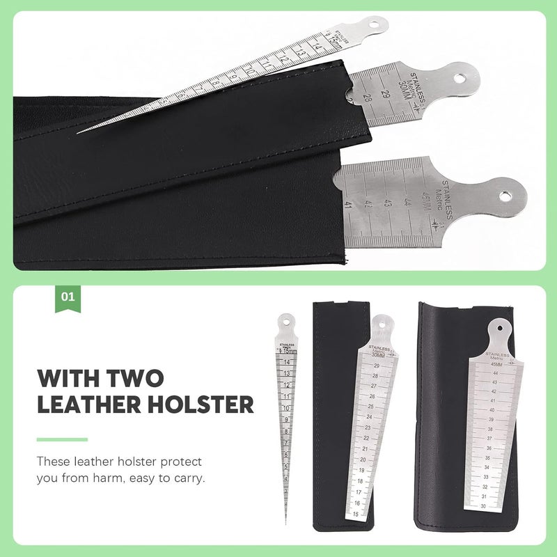 Keadic 3Pcs Stainless Welding Taper Gauge Test Set, 1-15mm/15-30mm/30-45mm Feeler Gage Rulers Gap Hole Inspection Tool Inch & Metric Standard for Size Measurement (1/64”-5/8”, 5/8”-3/16”, 3/16”-3/4”) - Image 4